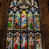 Buy canvas prints of Crucifixion and Ascension of Jesus Stained Glass Window by Artur Bogacki