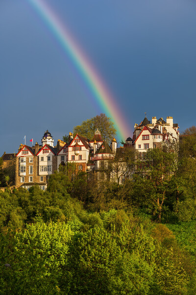 Rainbow Above Ramsay Garden Houses In Edinburgh Picture Board by Artur Bogacki