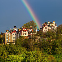 Buy canvas prints of Rainbow Above Ramsay Garden Houses In Edinburgh by Artur Bogacki