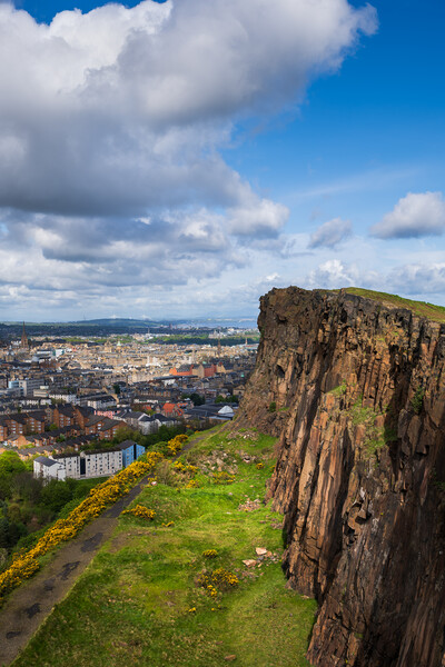 Edinburgh City From Salisbury Crags Picture Board by Artur Bogacki