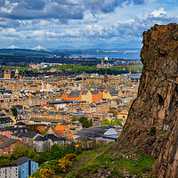 Buy canvas prints of Edinburgh Cityscape And Cliff In Holyrood Park by Artur Bogacki