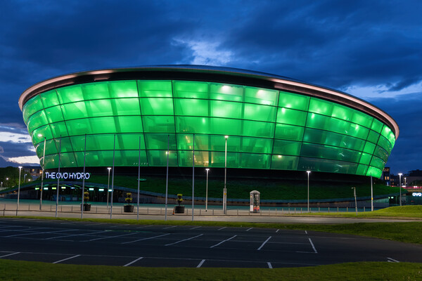 OVO Hydro Arena At Night In Glasgow Picture Board by Artur Bogacki