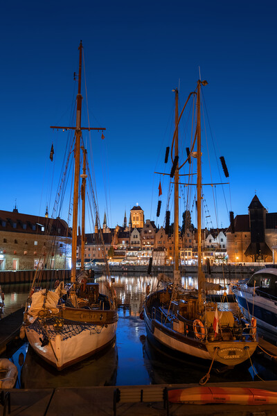 Gdansk Old Town From Marina At Night Picture Board by Artur Bogacki