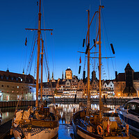 Buy canvas prints of Gdansk Old Town From Marina At Night by Artur Bogacki