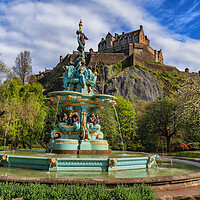 Buy canvas prints of Edinburgh Castle And Ross Fountain by Artur Bogacki