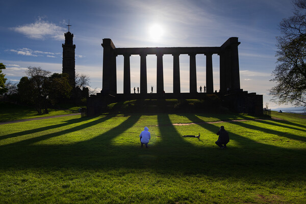 Calton Hill Monuments Silhouette In Edinburgh Picture Board by Artur Bogacki