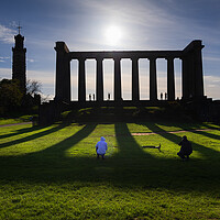 Buy canvas prints of Calton Hill Monuments Silhouette In Edinburgh by Artur Bogacki