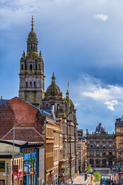 Glasgow Center With City Chambers Tower Picture Board by Artur Bogacki