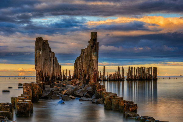 Old Sea Pier Remains From WWII In Poland Picture Board by Artur Bogacki