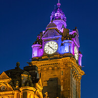Buy canvas prints of Balmoral Hotel Clock Tower At Night In Edinburgh by Artur Bogacki