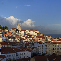 Buy canvas prints of Lisbon City Panorama At Sunset In Portugal by Artur Bogacki
