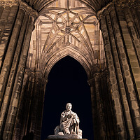 Buy canvas prints of Scott Monument And Statue At Night In Edinburgh by Artur Bogacki