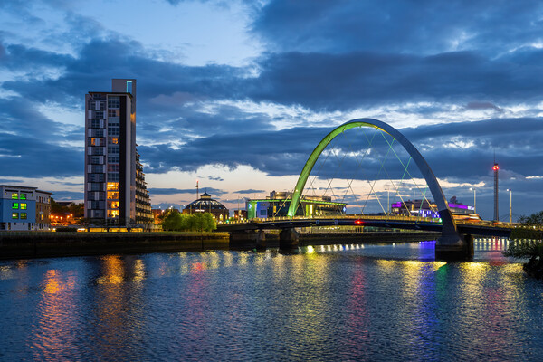 Glasgow Evening River View With Clyde Arc Bridge Picture Board by Artur Bogacki