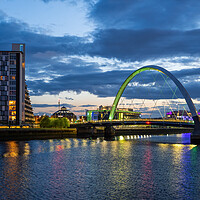 Buy canvas prints of Glasgow Evening River View With Clyde Arc Bridge by Artur Bogacki