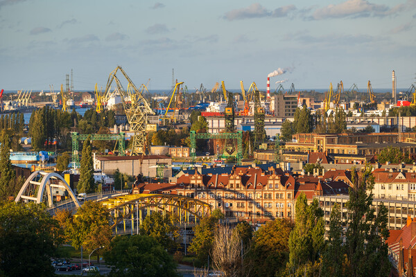 Gdansk Shipyard Industrial Cityscape In Poland Picture Board by Artur Bogacki