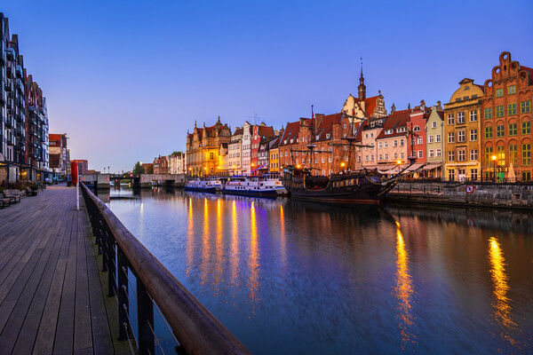 Dawn In City Of Gdansk Picture Board by Artur Bogacki