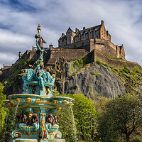 Buy canvas prints of Edinburgh Castle And Ross Fountain In Scotland by Artur Bogacki