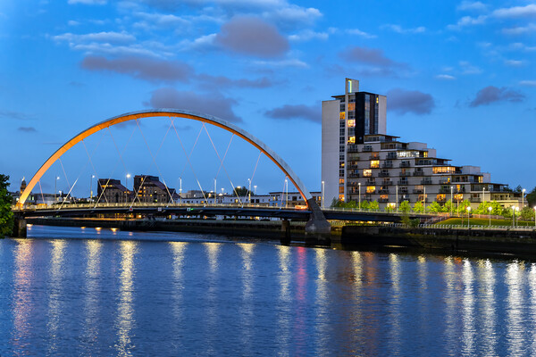 Clyde Arc Bridge At Night In Glasgow Picture Board by Artur Bogacki
