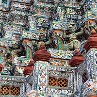 Buy canvas prints of Temple Of Dawn Wat Arun Ornamentation In Bangkok by Artur Bogacki