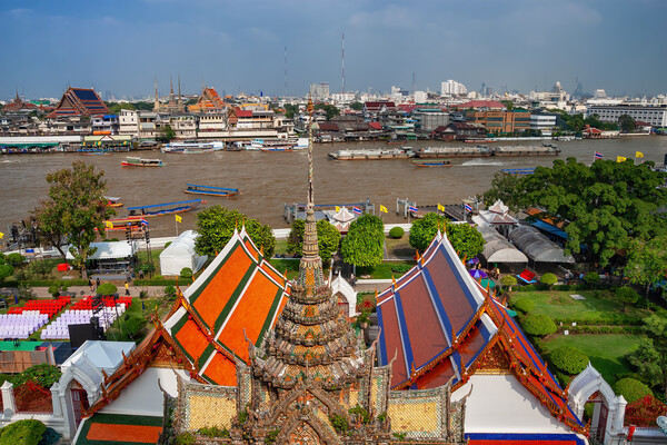 Bangkok From Wat Arun Temple In Thailand Picture Board by Artur Bogacki