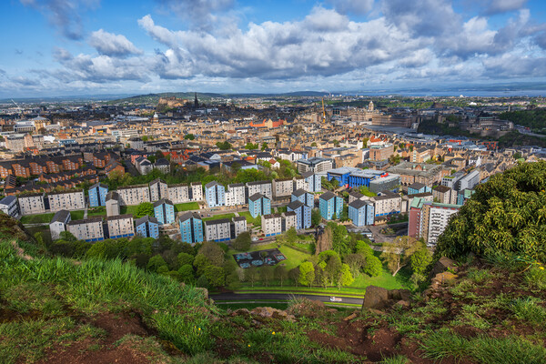 Edinburgh Cityscape Hilltop View Picture Board by Artur Bogacki