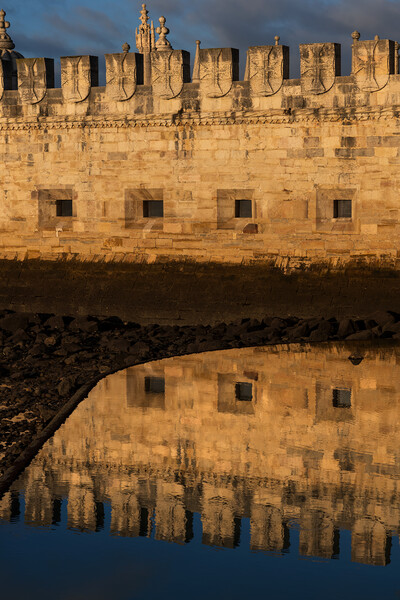 Belem Tower Wall With Reflection In Water Picture Board by Artur Bogacki