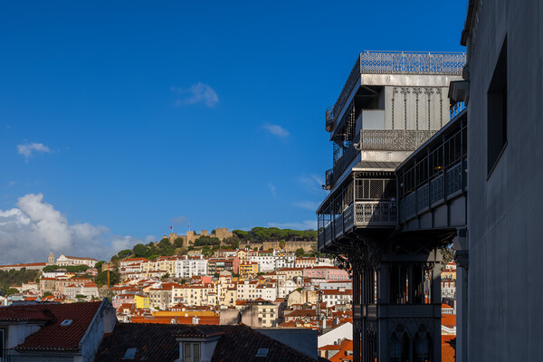 Lisbon Cityscape With Santa Justa Lift Picture Board by Artur Bogacki