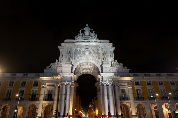 Rua Augusta Arch At Night In Lisbon Picture Board by Artur Bogacki