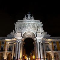 Buy canvas prints of Rua Augusta Arch At Night In Lisbon by Artur Bogacki