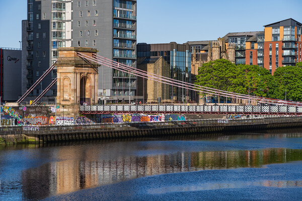 Glasgow Suspension Bridge On River Clyde Picture Board by Artur Bogacki