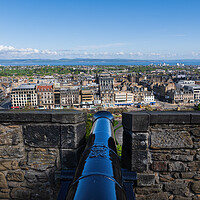 Buy canvas prints of Cannon In Battlement Of Edinburgh Castle Wall by Artur Bogacki
