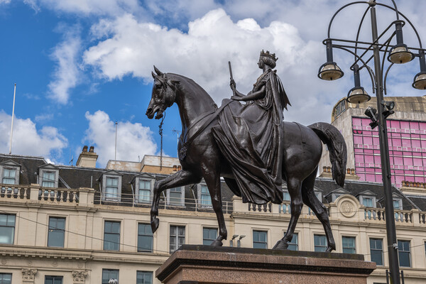 Queen Victoria Equestrian Statue In Glasgow Picture Board by Artur Bogacki