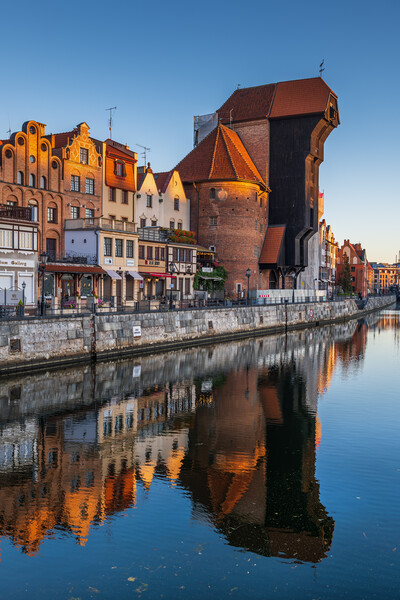 Crane in Old Town of Gdansk at Sunrise Picture Board by Artur Bogacki