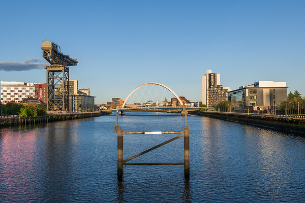 Glasgow Skyline With Clyde Arc And Finnieston Crane Picture Board by Artur Bogacki
