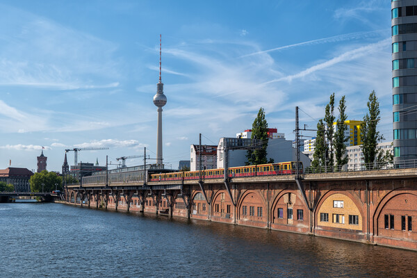 Jannowitzbrucke Train Station At River Spree In Berlin Picture Board by Artur Bogacki