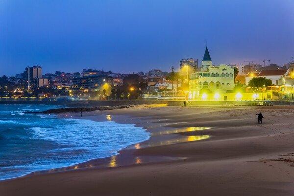 Tamariz Beach at Night In Estoril, Portugal Picture Board by Artur Bogacki