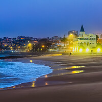 Buy canvas prints of Tamariz Beach at Night In Estoril, Portugal by Artur Bogacki