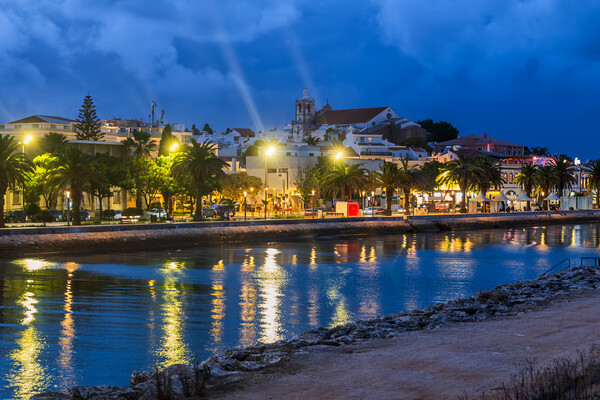 Lagos Town at Night in Algarve, Portugal Picture Board by Artur Bogacki