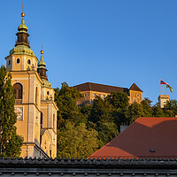 Buy canvas prints of Ljubljana Castle And Cathedral by Artur Bogacki
