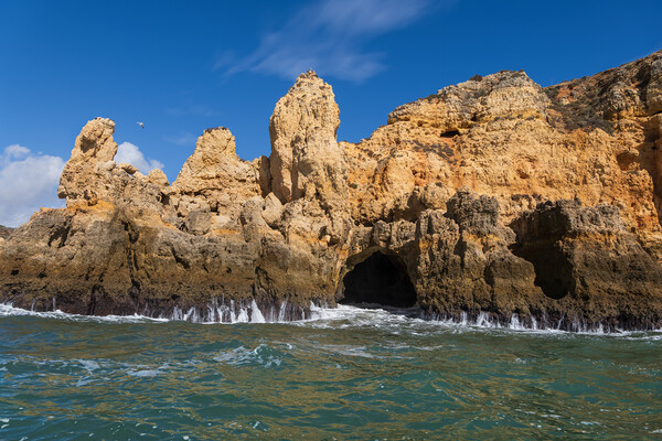 Algarve Coastline With Cave From The Atlantic Ocean Picture Board by Artur Bogacki