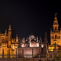 Buy canvas prints of Seville Cathedral At Night In Spain by Artur Bogacki