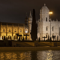 Buy canvas prints of Jeronimos Monastery And Church At Night In Lisbon by Artur Bogacki