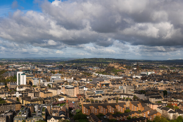 Edinburgh City Aerial View Cityscape Picture Board by Artur Bogacki