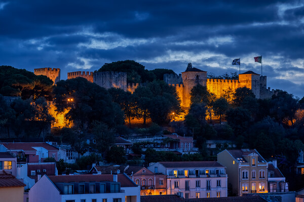 Castle of Sao Jorge at Dusk in Lisbon Picture Board by Artur Bogacki