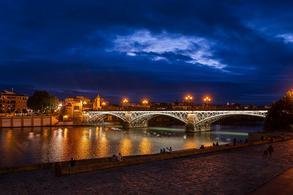 Seville City By Night In Spain Picture Board by Artur Bogacki
