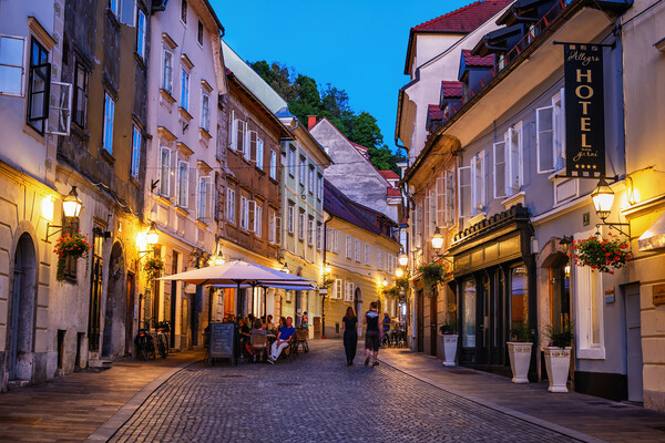 Evening in the Old Town of Ljubljana Picture Board by Artur Bogacki