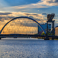 Buy canvas prints of Clyde Arc Bridge At Sunset In Glasgow by Artur Bogacki