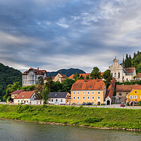 Buy canvas prints of Celje Town At Savinja River In Slovenia by Artur Bogacki