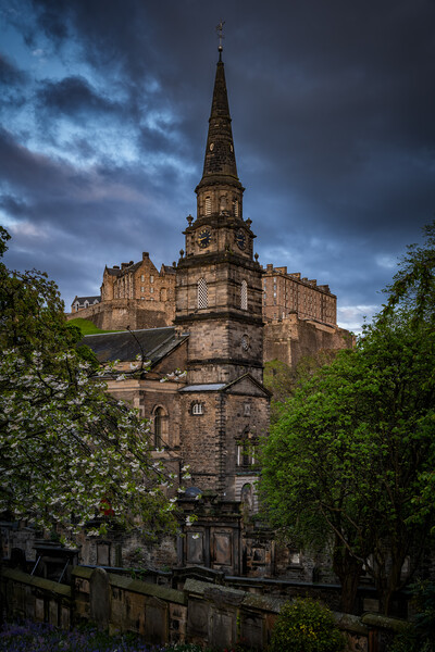 Church And Castle In Edinburgh Picture Board by Artur Bogacki
