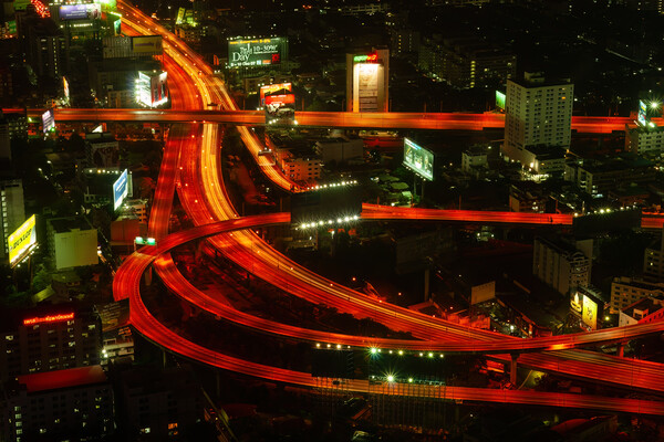 Bangkok Streets At Night Aerial Abstract Picture Board by Artur Bogacki